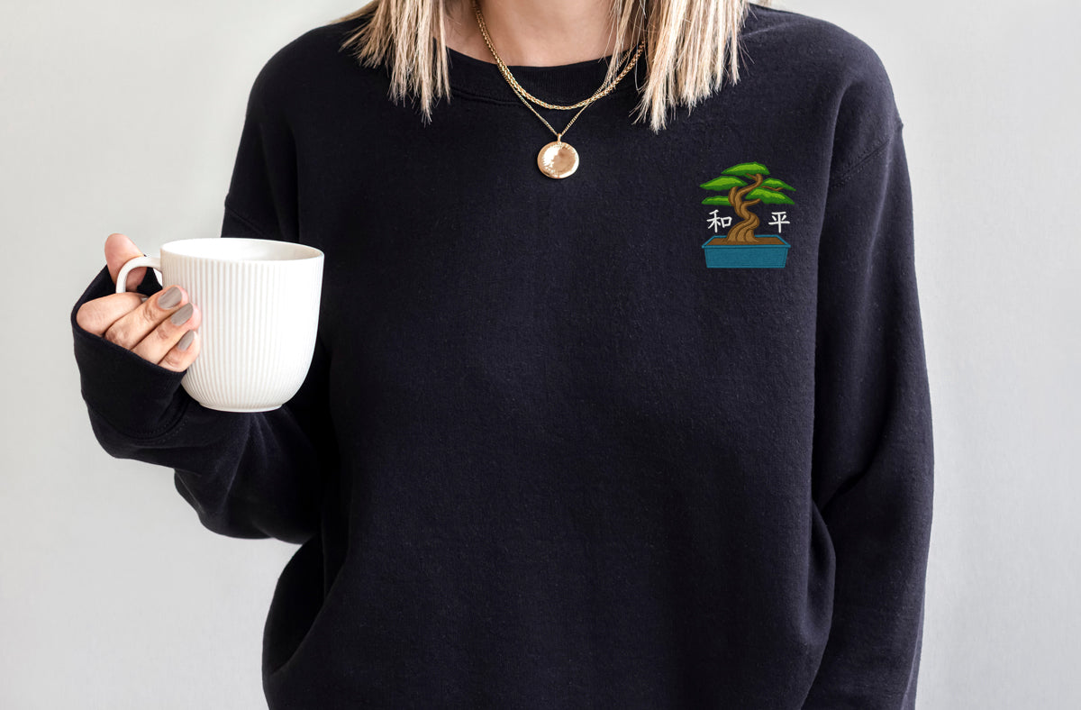 Bonsai medelis – siuvinėtas džemperis