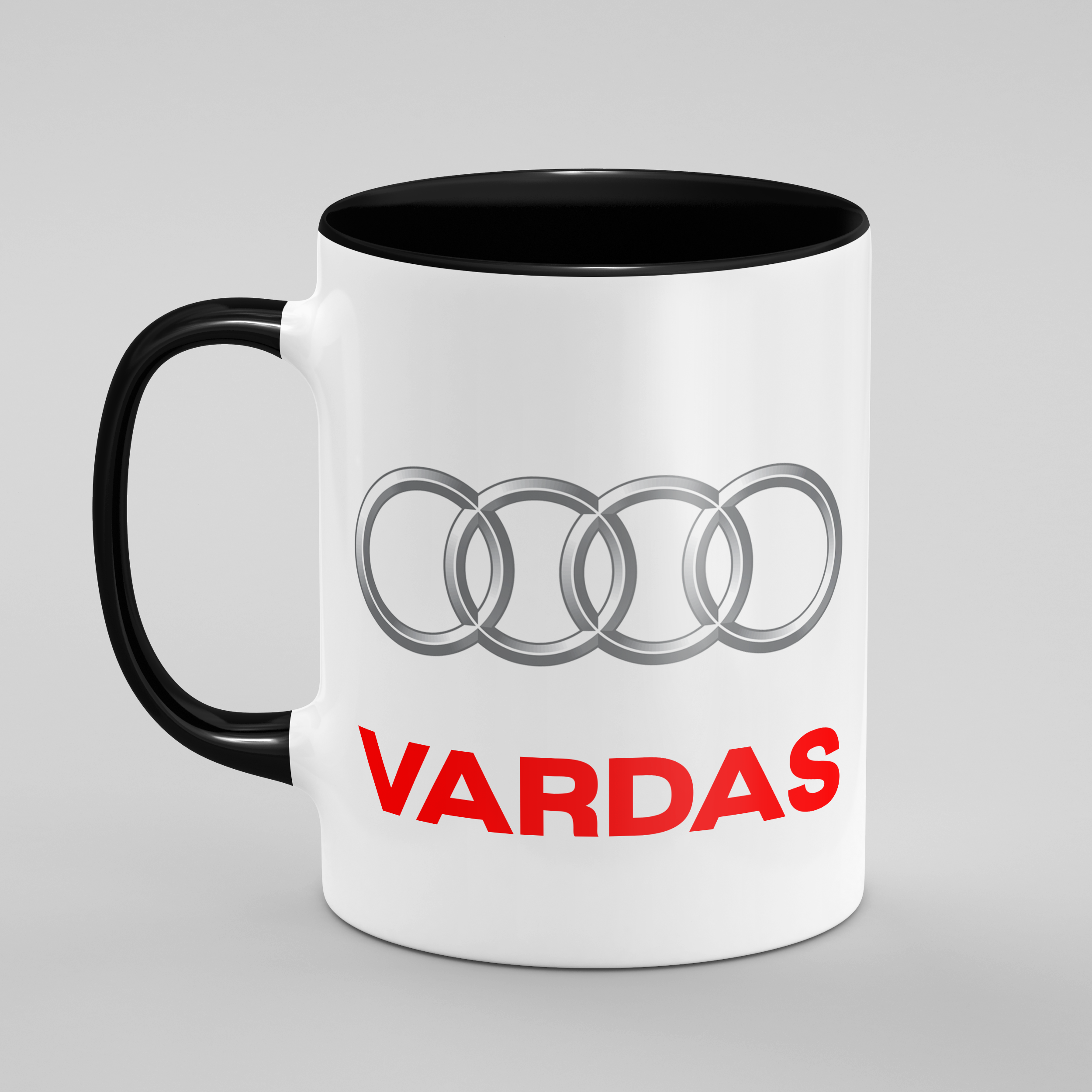 BMW, Mercedes Benz, Audi ir kitų gamintojų logotipai - keraminis puodelis su jūsu vardu